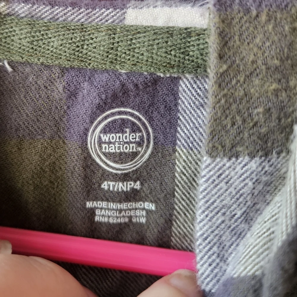 Wonder Nation Plaid Hooded Jacket - Olive and Navy